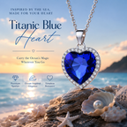 Ocean Inspired Blue Heart Crystal Necklace - Timeless Love Pendant with Sparkling Halo